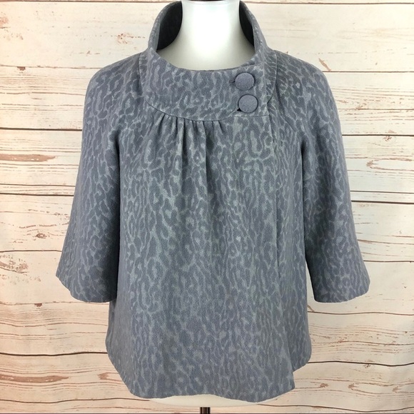 Rebecca Taylor Grey Animal Print Cape Capelet Jacket - Picture 1 of 11
